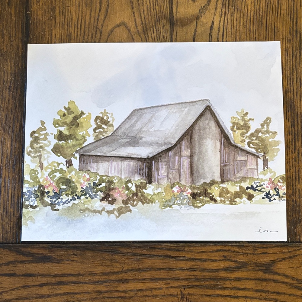 Rustic Barn Watercolor Art Print